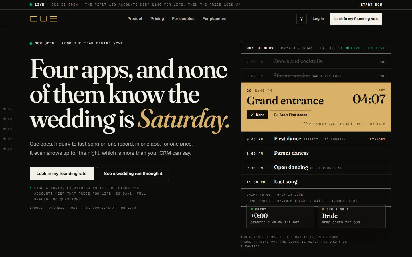 Cue website on a desktop