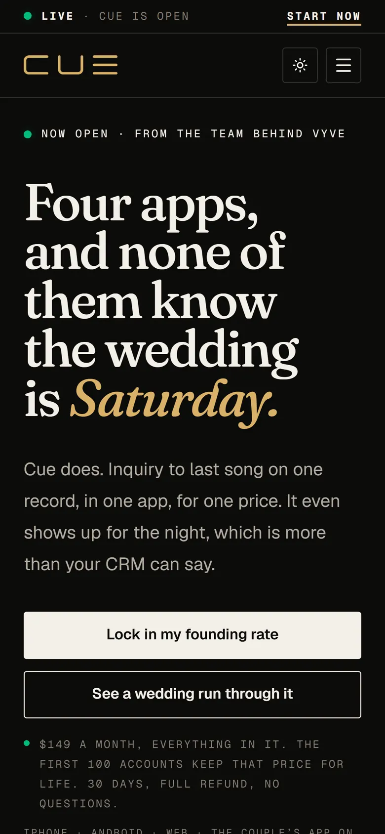 Cue on a phone