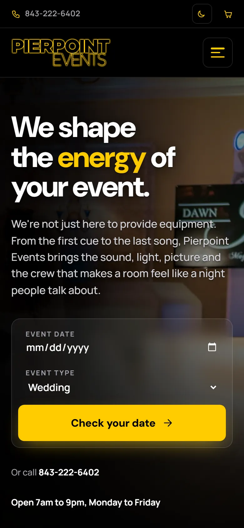 Pierpoint Events on a phone