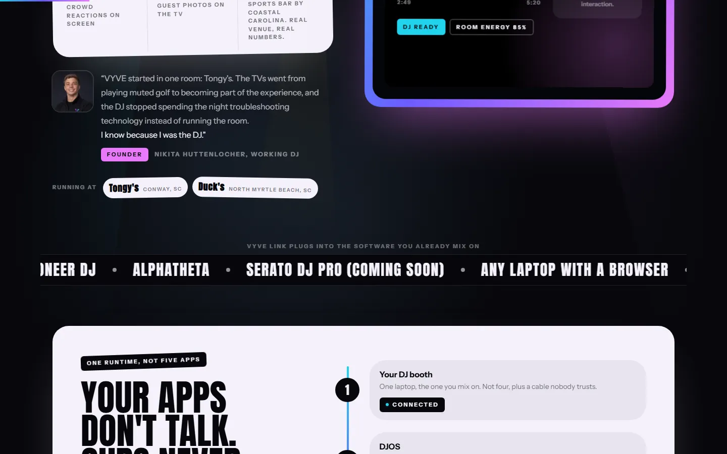 VYVE, further down the page